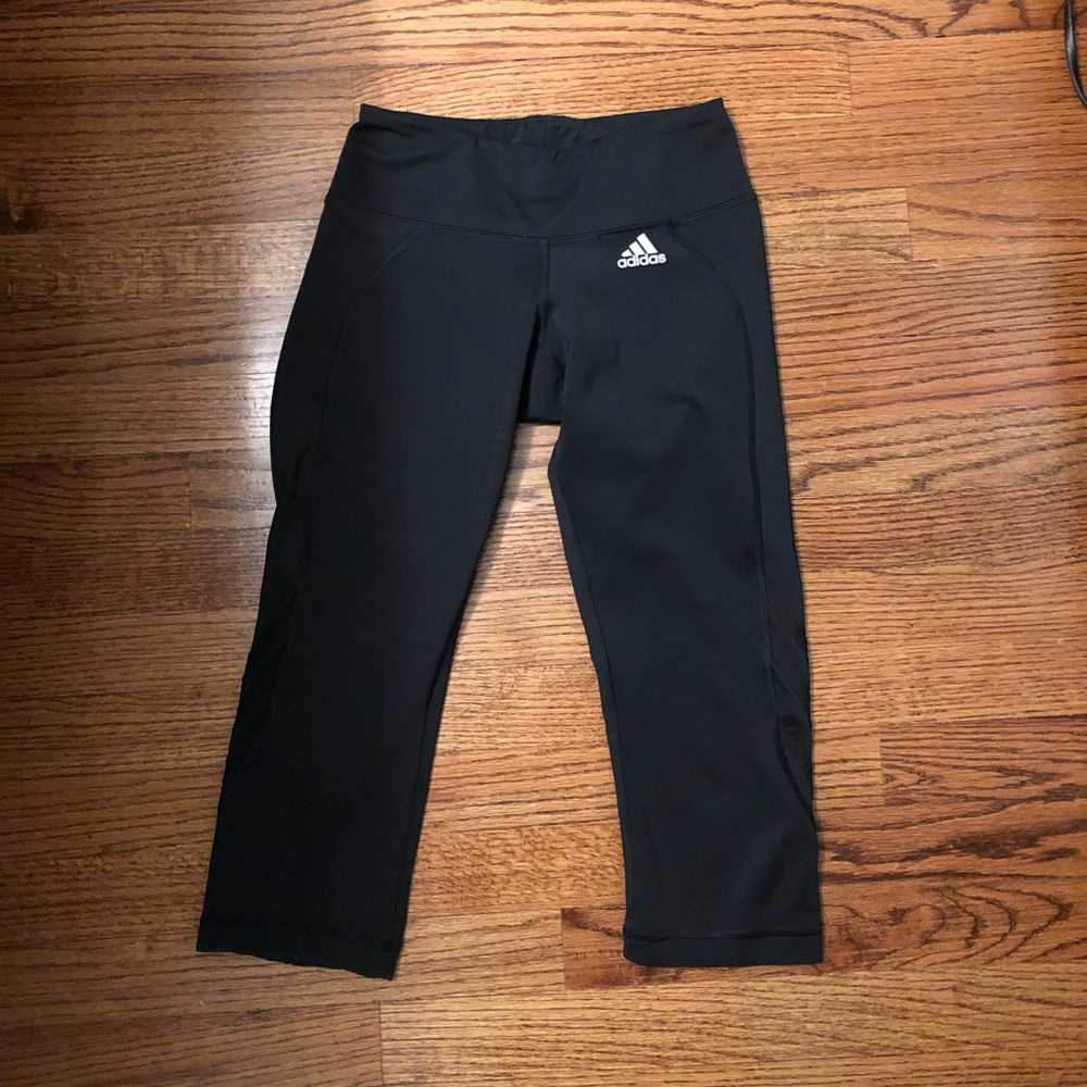 Black cropped adidas workout leggings